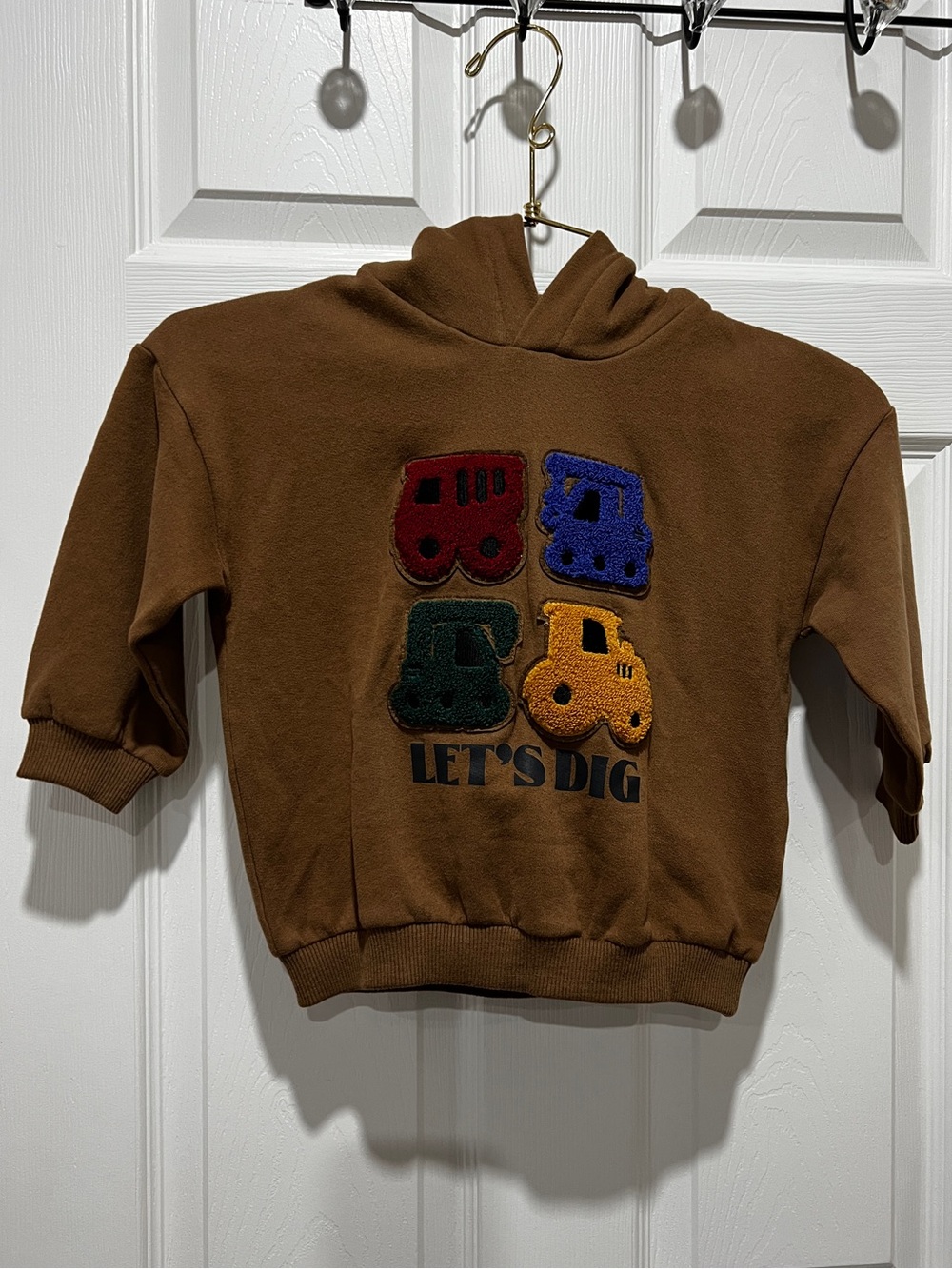 Next Let's Dig Appliqué Hoodie Sweatshirt Brown Size Kids 2-3 Years Toddler